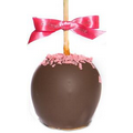 Gourmet Dunked Dark Chocolate Caramel Apple w/ Pink Garnish
